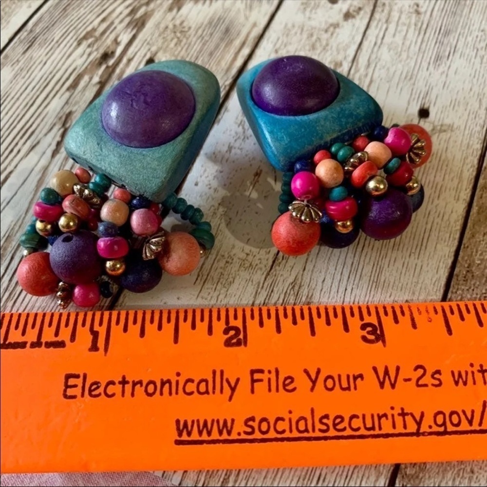 FESTIVAL BOHEMIAN EARRINGS VINTAGE - Picture 2 of 3